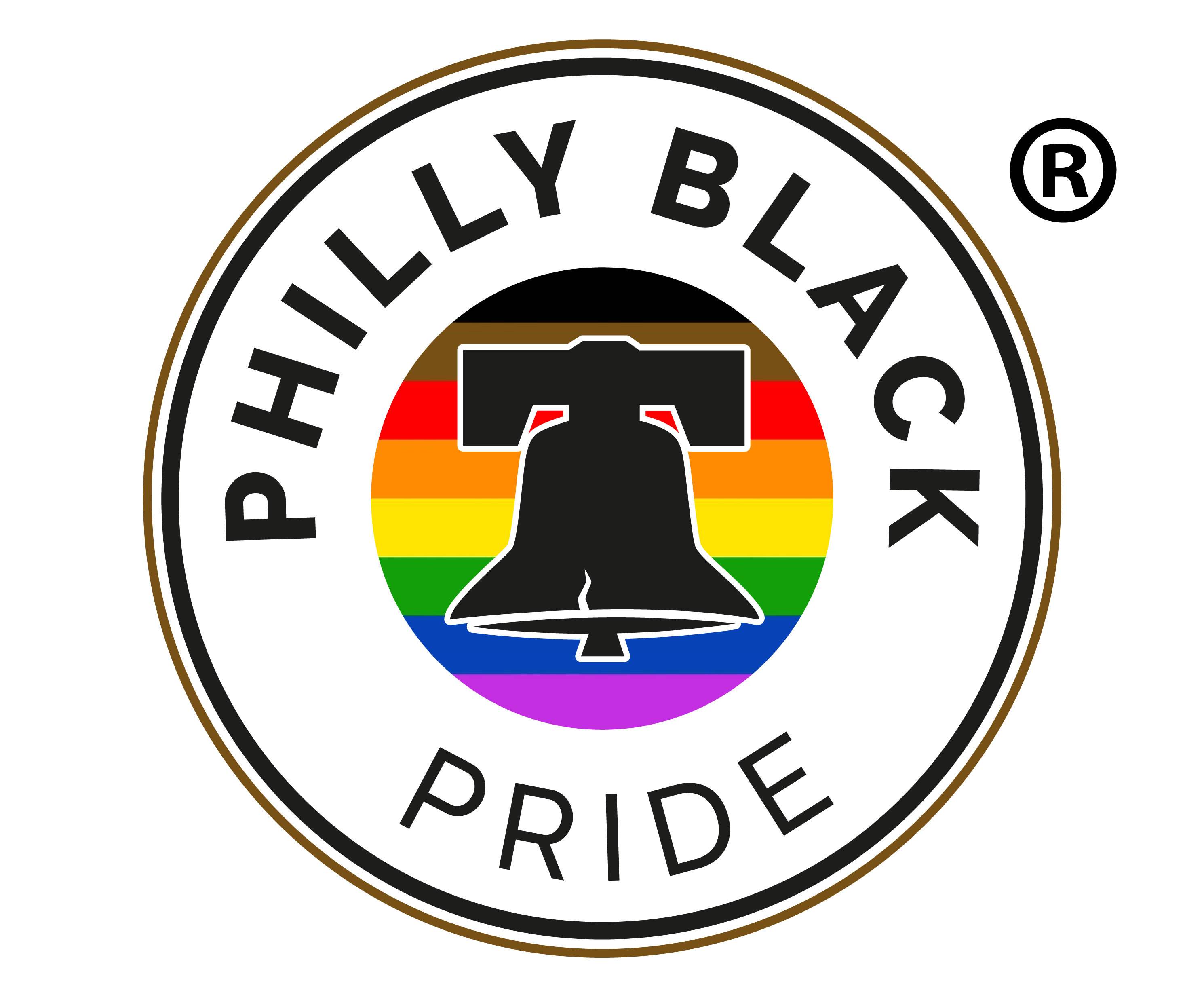 Philly Black Pride's Logo (the liberty bell in front of the Philadelphia pride flag).